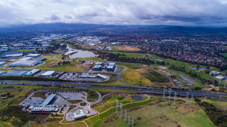 An aerial view of a town