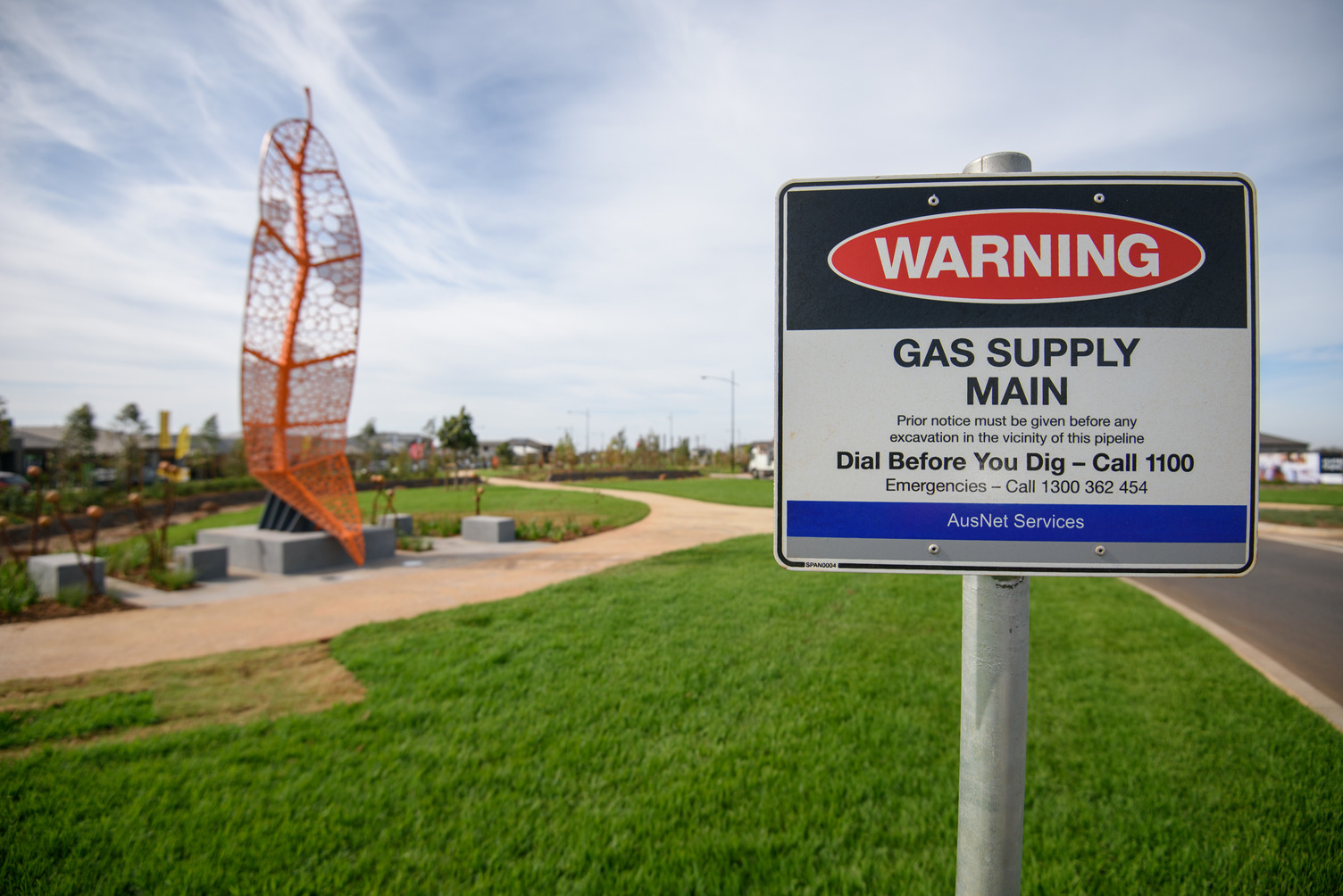 A gas supply warning sign