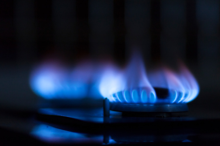 A lit stove top