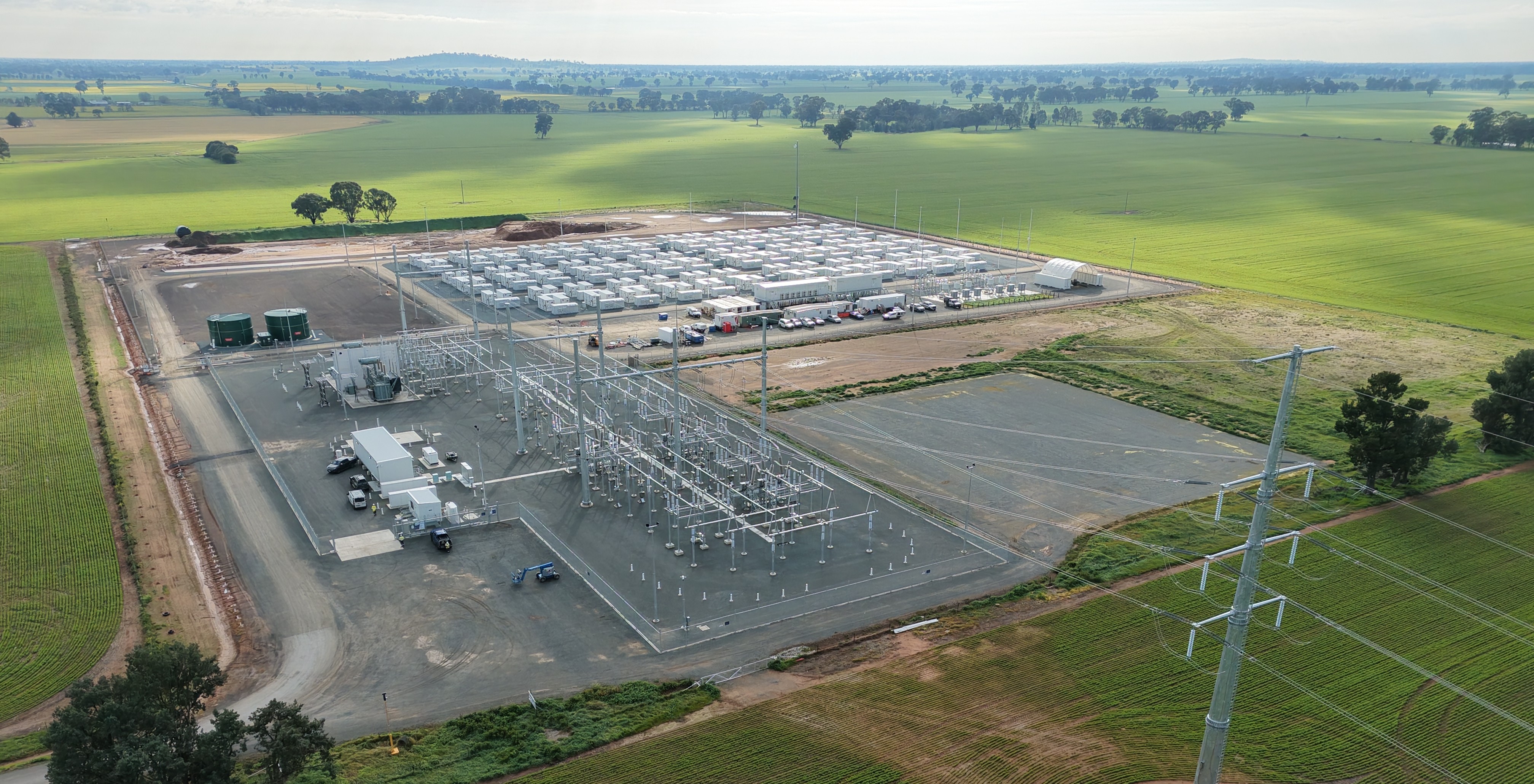 Aerial view of a battery energy storage system