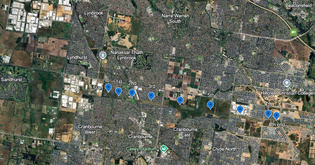 An aerial view of multiple street locations